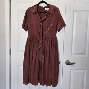 JessaKae Rust Embellished Collar Dress